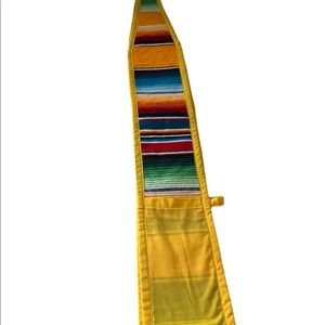Fiesta Sash for fiesta medals yellow with sarape pattern with pocket